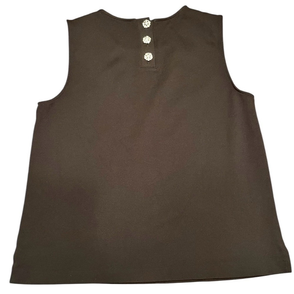 J. Crew Black Jeweled Button Back Sleeveless Ponte Tank Top Size M - Picture 3 of 15